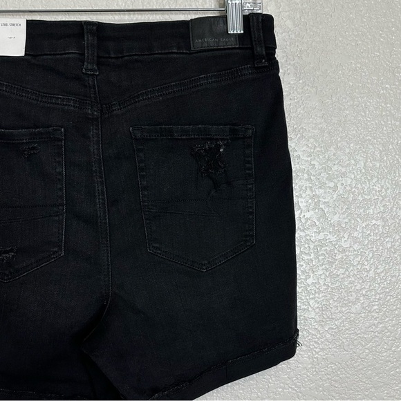 NWT American Eagle Black Curvy Super High-rise Distressed Shorts, Size 10 - Picture 9 of 14